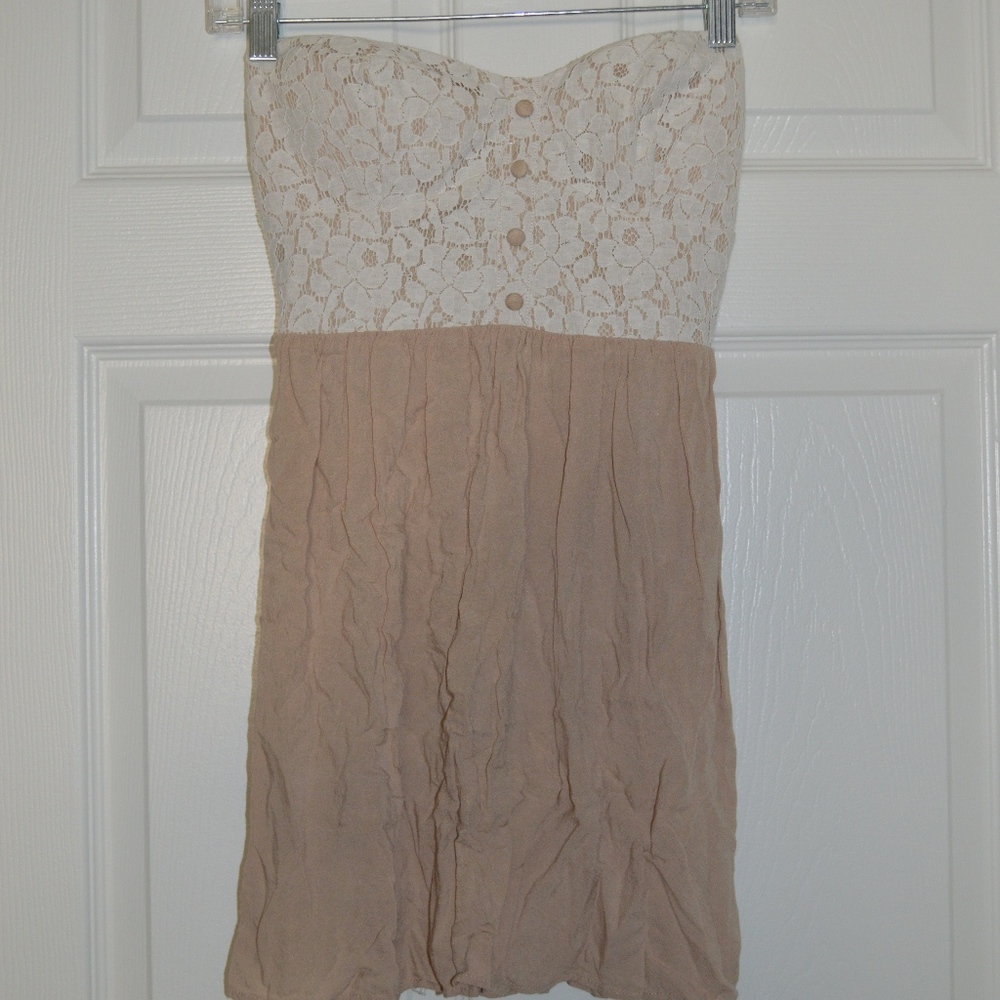 Lace and Cream Strapless Dress